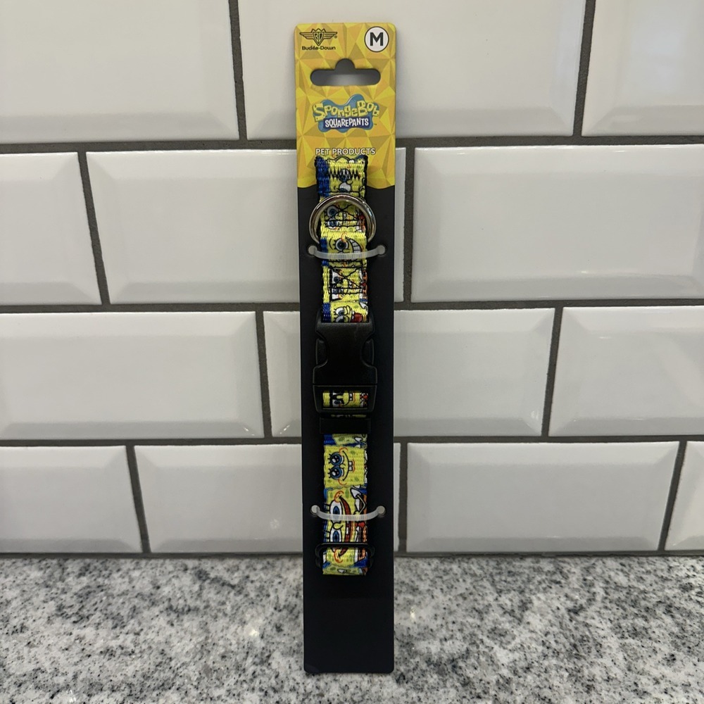 Buckle-Down Dog Medium Collar SpongeBob SquarePants Yellow Cartoon Pet Accessory